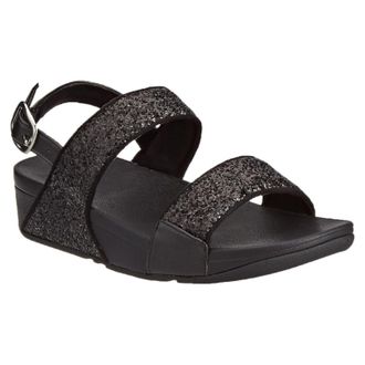 FitFlop Lulu Glitter Back Strap Synthetic Womens Comfort Sandals - Black Glitter - Size:UK 5.5