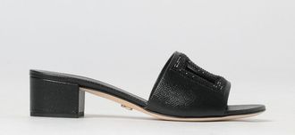 Dolce & Gabbana Mules in pelle a grana con monogram DG di strass