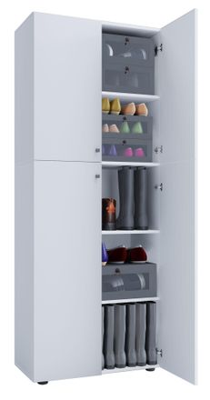ebuy24 Ebuy24 - Gabinete De Zapato De Madera Vcm Dimensiones: An. 70 X Al. 184 X T. 40 Cm Gabinete Todo Uso 5 Compartimentos 4 Puertas Giratorias - Lona (bla