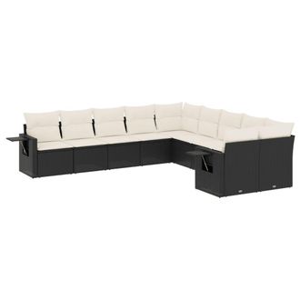 vidaXL Vidaxl - Set Divani Da Giardino 10pz Con Cuscini In Polyrattan Nero