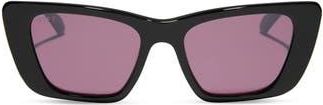DIFF Eyewear Aura 51mm Polarized Cat Eye Sunglasses in Aubergine With Silver Flash at Nordstrom Rack