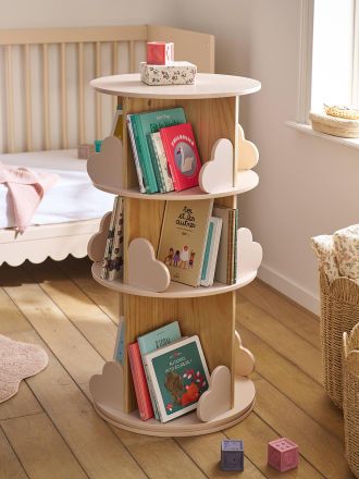 Vertbaudet Dreh-B&uuml;cherregal mit 3 Ebenen HERZ Kinderzimmer hellrosa