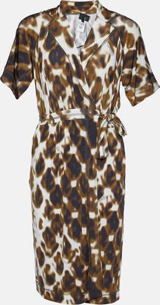 Just Cavalli Brown Printed Jersey Wrap Dress