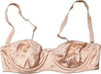 Dolce & Gabbana Womens Beige Semi-Pad Underwire Balconette Bra Underwear Elastane Silk Clothing
