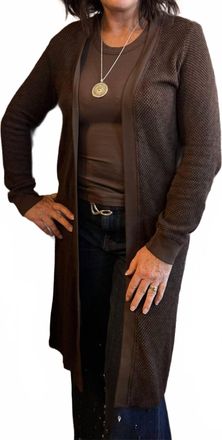 La Made Adeline Sweater Midi Length Cardigan In Mahogany