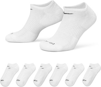 Nike Mens Everyday Plus Cushioned Training No-Show Socks (6 Pairs) in White | SX6898-100