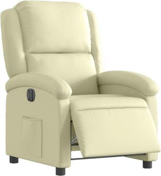 vidaXL Vidaxl - Sill&oacute;n Reclinable El&eacute;ctrico De Cuero Aut&eacute;ntico Blanco Crema
