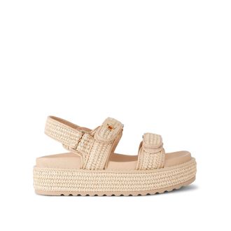 Steve Madden Womens Bigmona Raffia Sandals - Beige Fabric - Size UK 9
