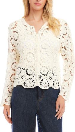 Karen Kane Open Stitch Jacket in Cream at Nordstrom, Size Medium