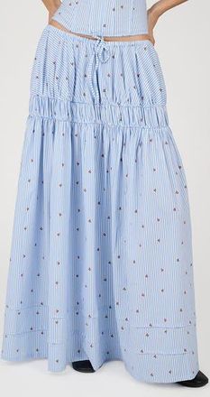 WeWoreWhat Tiered Midi Skirt in Sky Multi at Nordstrom, Size Xx-Large