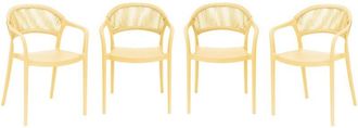 Sweeek Set of 4 stackable garden chairs with rope effect yellow 55.5x48.5x78 cm - Jovia