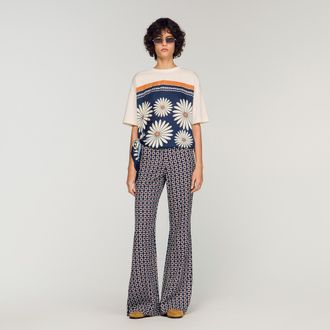 Sandro Floral-print floaty trousers