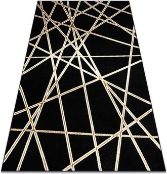 RugsX Rugsx - Alfombra Allure 1964 Geom&eacute;trica - Estructural, Elegante, Glamurosa Negro / Oro Black 80x150 Cm