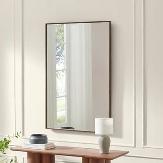 Furniturebox Inga Walnut Wood Long Rectangle 120x80cm Wall Mirror | Size: 120x80 cm