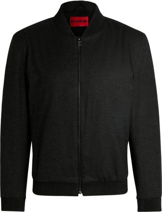 HUGO BOSS Gem&ecirc;leerd Flanellen Jack met Blousonkraag - Heren - Vesten - Zwart - S - Leer - Truien & Vesten