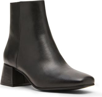 Blondo Lizzy Waterproof Square Toe Block Heel Bootie in Black Leather at Nordstrom, Size 5.5