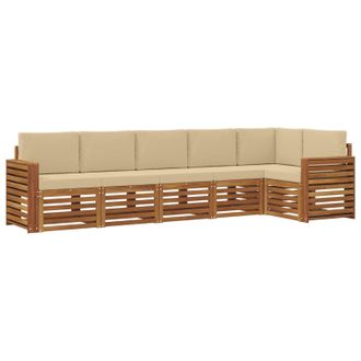 vidaXL Conjunto De Sof&aacute; Seccional Con Coj&iacute;n 6 Pcs Natural Y Beige Vidaxl
