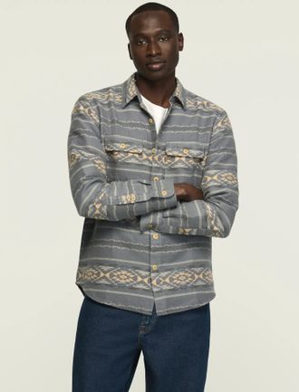 Lucky Brand Mens Jacquard Humboldt Utility Shirt