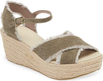 Chocolat Blu Wedge Espadrille Sandal in Army Linen at Nordstrom, Size 7
