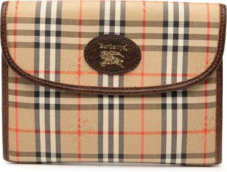Burberry Womens Pre-owned Haymarket Check Canvas Pouch - Tan Textile - One Size
