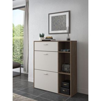 Dmora Zapatero Samassi, Mueble Para Zapatos Con Caj&oacute;n, 6 Estantes, 2 Puertas, 90x26x101.5h Cm Nogal Marr&oacute;n