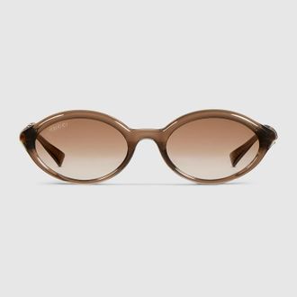Gucci Oval Frame Sunglasses, Brown