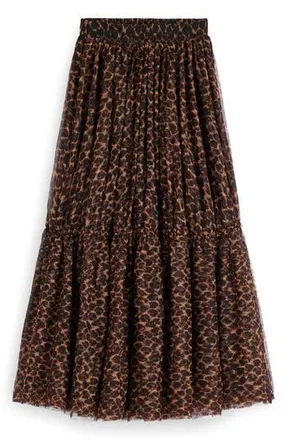 Boden Anna Leopard Print Tiered Tulle Maxi Skirt at Nordstrom Rack, Size 0