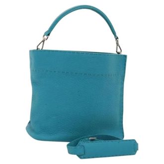 Fendi Pre-owned Handbags, female, Blue, Size: ONE SIZE Pre-owned Leather Handbag