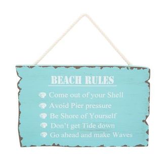 Beachcombers Beach Rules Teal Decorative Wall Hanging Sign in Blue at Nordstrom, Size Medium