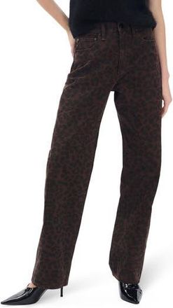 Rag & Bone Shea High Waist Relaxed Straight Leg Jeans in Leopard at Nordstrom Rack, Size 31