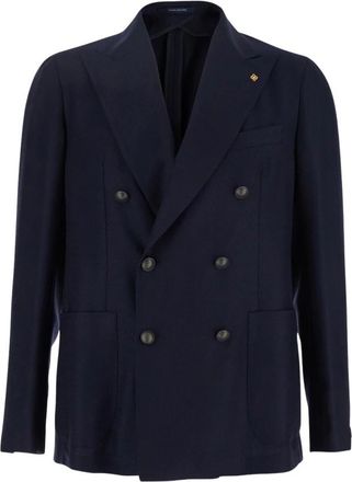 Tagliatore Montecarlo Double-Breasted Jacket - Heren - Business blazers - Blauw - L - Wol - Kostuums
