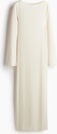 H&M Geripptes Strickkleid - White