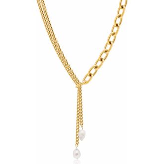 Nialaya Transformer Pearl Necklace in Gold at Nordstrom