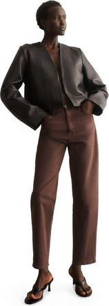H&M Mom Slim-fit High-waist Ankle Jeans in Dark Dusty Brown at Nordstrom, Size 10
