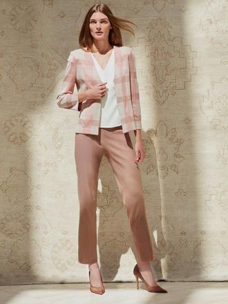 Misook Tailored Multi Color Plaid Knit Jacket in Honey Suckle/biscotti at Nordstrom, Size Xx-Large