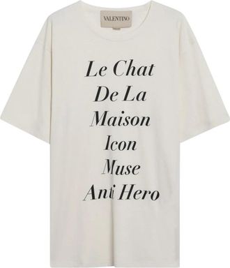 Valentino Garavani T-Shirt Anti Hero LE Chat DE LA Maison - Heren - T-shirts - Wit - M - Tops