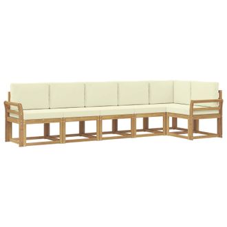 vidaXL Conjunto De Sof&aacute;s De Exterior 6 Pcs Blanco Y Crema Poli&eacute;ster Vidaxl