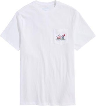 Vineyard Vines Golfer Whale Pocket Graphic T-Shirt in White Cap at Nordstrom, Size Medium
