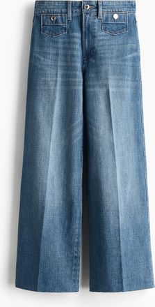 H&M Wide High Waist Ankle Jeans - Blue