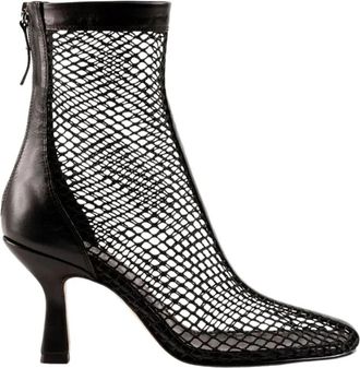 Souliers Martinez Fira Enkellaarzen - Dames - Laarzen met Hak - Zwart - 38 EU - Leer - Schoenen