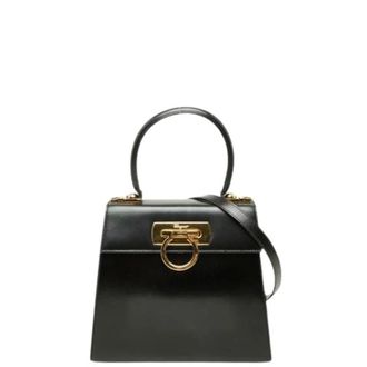 Ferragamo Pre-owned Gancini lederen 2way tas - Dames - Pre-owned - Zwart - Maat: ONE Size Leer
