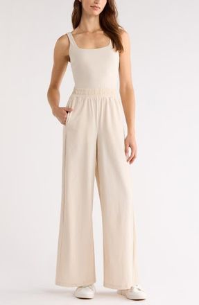 Zella Transit Wide Leg Jumpsuit in Grey Moonbeam at Nordstrom, Size X-Large