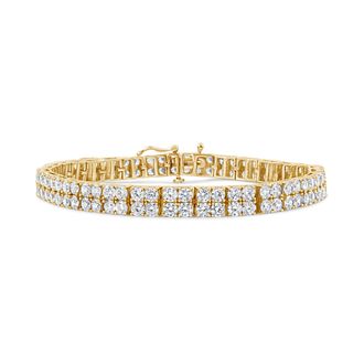 House of Brilliance 14K Yellow Gold 10.0 Cttw Diamond 2 Row Tennis Bracelet