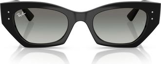 Ray-Ban Zena 49mm Irregular Butterly Sunglasses in Black /Gradient Grey at Nordstrom