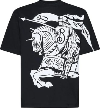 Burberry Equestrian Knight Cotton T-shirt - Heren - T-shirts - Zwart - S - Katoen - Tops