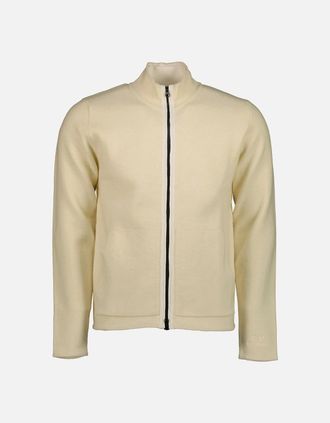 C.P. Company Mens Embroidered Cuff Logo Zip Knit - White - Size: 40