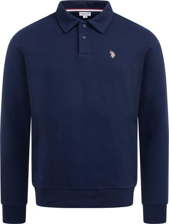 U.S.Polo Association USEthaan heren sweatpolo met lange mouwen - knoopsluiting & geborduurd logo