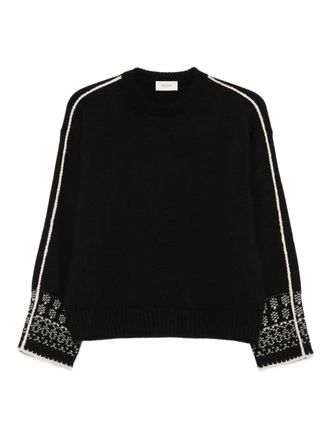 Agnona stripe-detail crew-neck sweater - women - Cashmere/Alpaca - M - Black