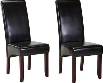 Vente-Unique Lotto di 2 sedie in Similpelle Marrone lucido Gambe legno scuro - ROVIGO