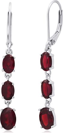 MAX + STONE 925 Sterling Silver 3 Stone Gemstone Leverback Dangle Earrings